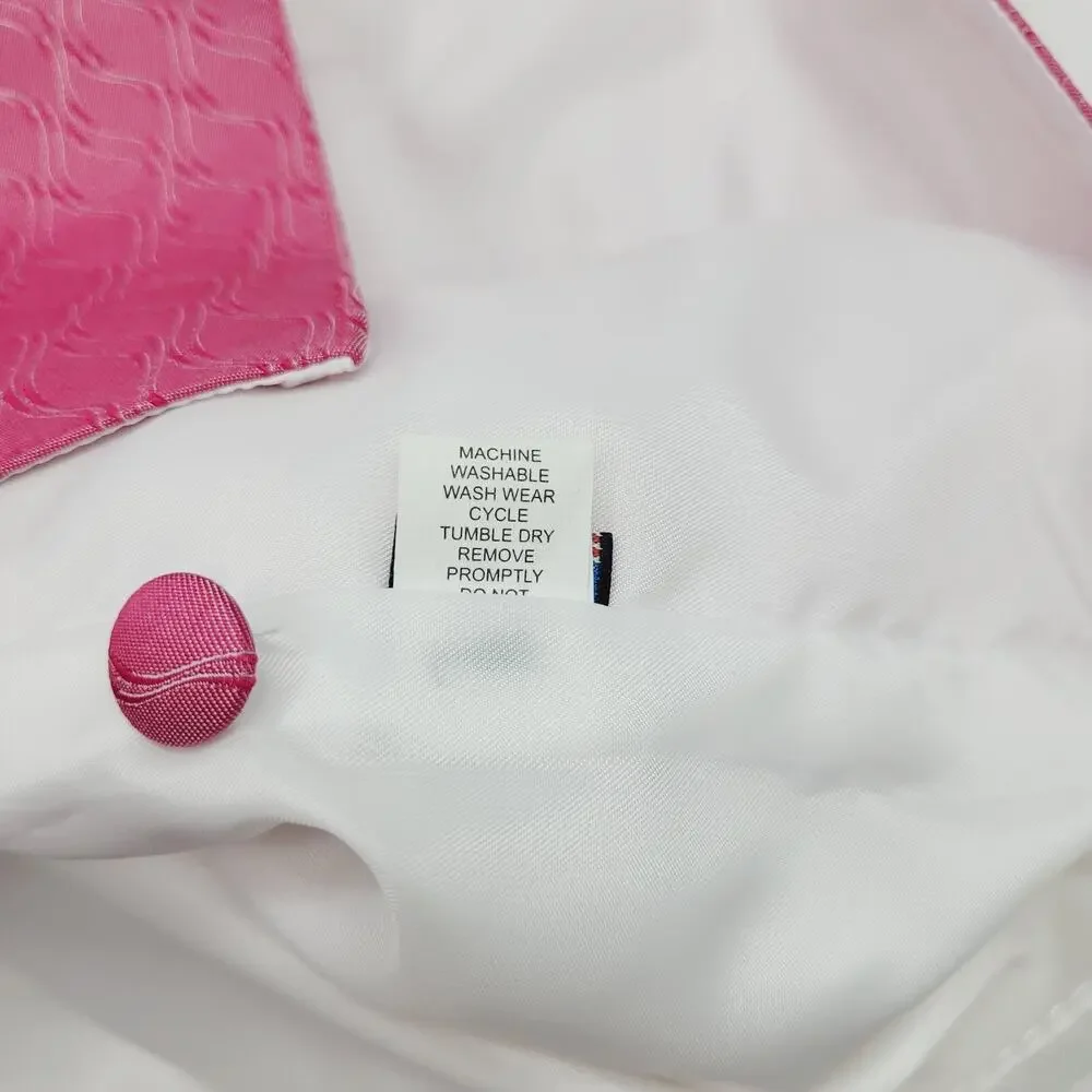 Mens Hot Pink Wavy Pattern Tuxedo Vest Formal Wedding Prom Brandon Michael Sz M
